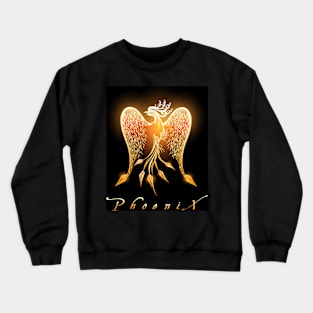 Burning Phoenix Bird on Black Background Crewneck Sweatshirt